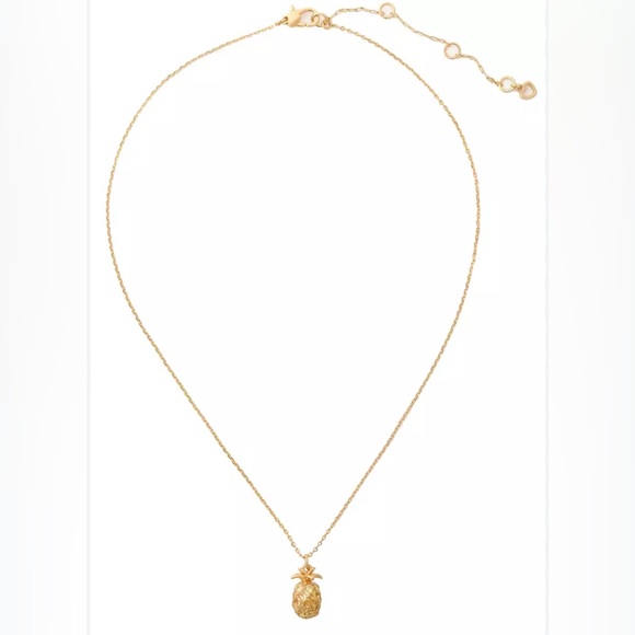 kate spade Jewelry - Kate Spade Pineapple Rhinestone Charm Gold Tone Chain Necklace New w Dustbag